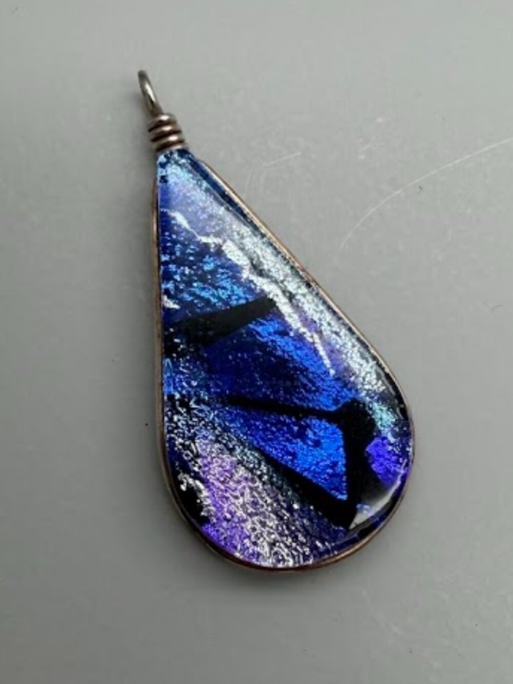 Artisan Dichroic Glass Pendant Purple Blue Black